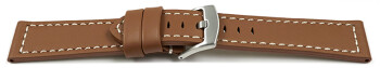 Bracelet de montre cuir à boucle ardillon large - marron clair 18mm 20mm 22mm 24mm