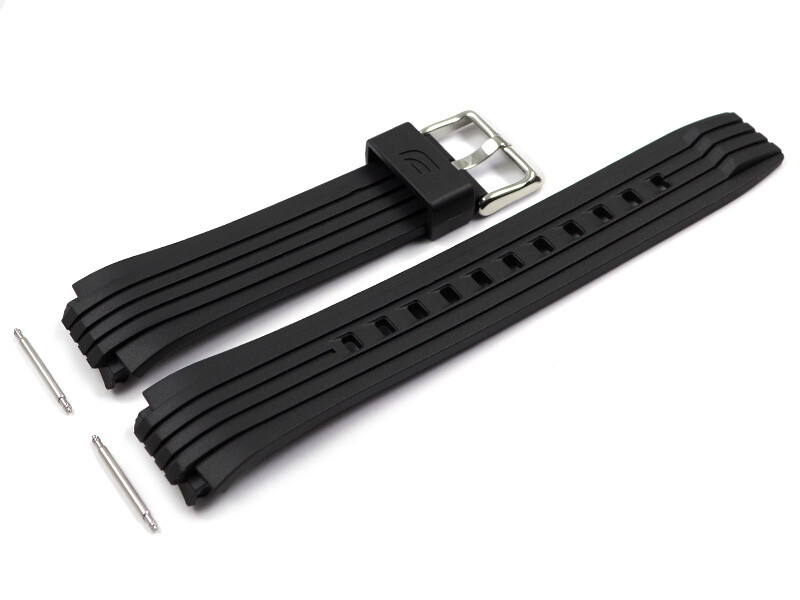 Bracelet De Montre Casio Authentique – Caoutchouc Noir, 18/24 Mm, Neuf, Fabriqué Au Japon