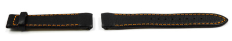 Bracelet de montre Lotus cuir noir surpiqûre orange 15320/E