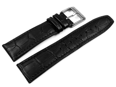 Bracelet montre Lotus 18223  adaptable à 15602 cuir noir grain croco