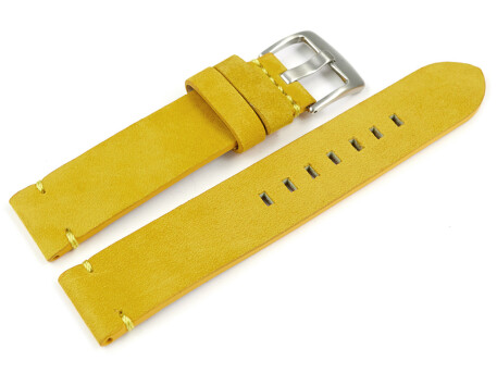 Bracelet montre cuir Veluro jaune sans coussinet 18mm...