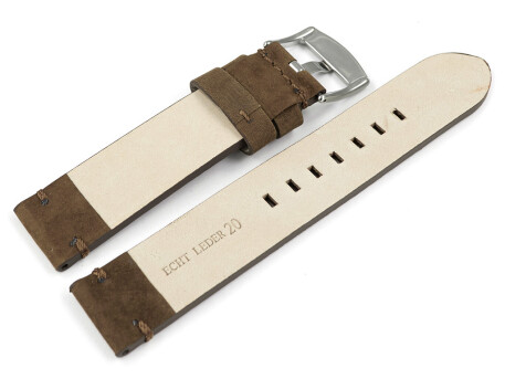 Bracelet montre cuir Veluro brun sans coussinet 18mm 20mm 22mm 24mm