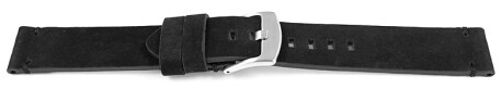 Bracelet montre cuir Veluro noir sans coussinet 18mm 20mm 22mm 24mm