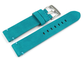 Bracelet montre cuir Veluro turquoise sans coussinet 18mm...