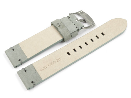 Bracelet montre cuir Veluro gris sans coussinet 18mm 20mm 22mm 24mm