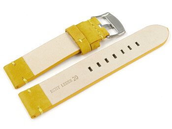 Bracelet montre cuir Veluro jaune sans coussinet 24mm