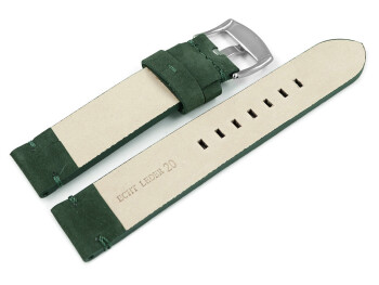 Bracelet montre cuir Veluro vert foncé sans coussinet 20mm