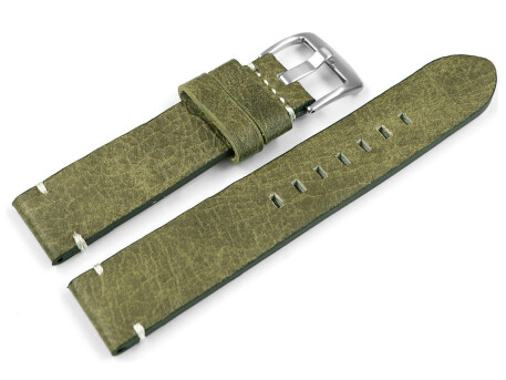 Bracelet montre cuir Vintage vert brun sans rembourrage 20mm 22mm 24mm