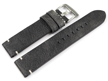 Bracelet montre cuir Vintage noir sans rembourrage 20mm 22mm 24mm