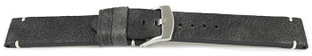 Bracelet montre cuir Vintage noir sans rembourrage 20mm...