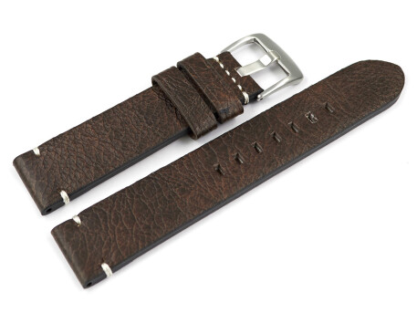 Bracelet montre cuir Vintage brun foncé sans rembourrage 20mm 22mm 24mm