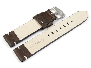 Bracelet montre cuir Vintage brun foncé sans...