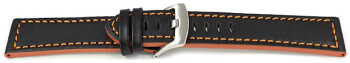Bracelet montre cuir noir coutures en orange modèle Sportiv 18mm 20mm 22mm 24mm