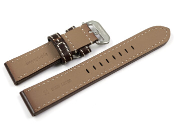 Bracelet montre cuir marron foncé extra fort avec...