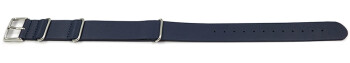Bracelet montre NATO en cuir de veau bleu foncé...