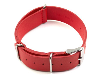 Bracelet montre NATO en cuir de veau rouge 22mm