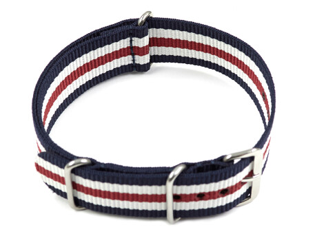 Bracelet NATO en nylon résistant bleu-blanc-rouge...