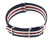 Bracelet NATO en nylon résistant bleu-blanc-rouge rayé 18mm 20mm 22mm 24mm