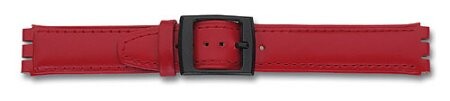 Bracelet-montre pour les montres Swatch - cuir - 17 mm - rouge