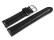 Bracelet montre cuir noir légèrement brillant coutures en zigzag 24mm Acier
