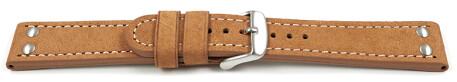 Bracelet de montre buffle deau à rivets marron clair 18mm 20mm 22mm 24mm