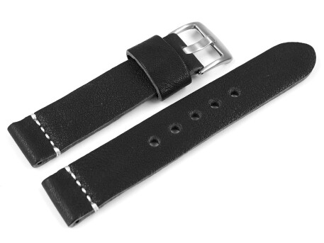 Bracelet montre noir en cuir très souple modèle Bari 20mm 22mm 24mm 26mm 28mm