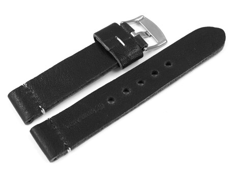 Bracelet montre noir en cuir très souple modèle Bari 20mm 22mm 24mm 26mm 28mm