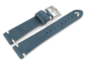 Bracelet montre bleu foncé en cuir modèle Fresh 22mm Acier