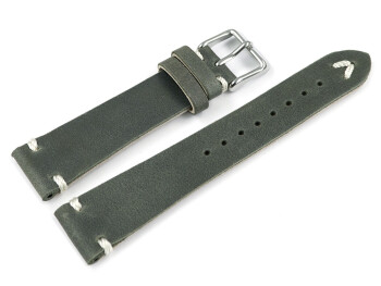 Bracelet montre gris foncé en cuir modèle Fresh 22mm Acier