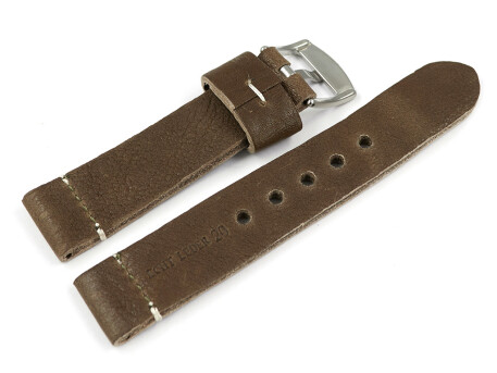 Bracelet montre vieux brun en cuir très souple modèle Bari 20mm 22mm 24mm 26mm 28mm