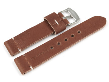 Bracelet montre marron en cuir très souple modèle Bari 20mm
