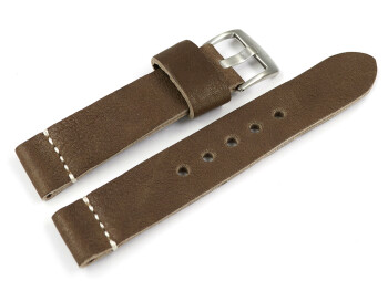 Bracelet montre vieux brun en cuir très souple modèle Bari 20mm