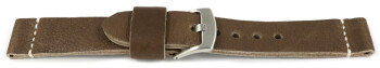 Bracelet montre vieux brun en cuir très souple modèle Bari 24mm
