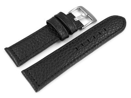 Bracelet montre noir cuir souple grainé 20mm 22mm 24mm 26mm 28mm