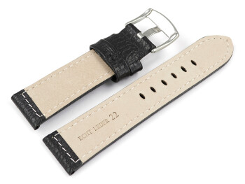 Bracelet montre noir cuir souple grainé 20mm 22mm...