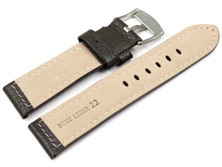 Bracelet montre brun foncé cuir souple grainé 20mm 22mm 24mm 26mm 28mm
