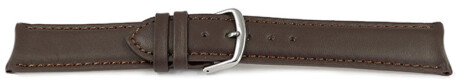 Bracelet de montre cuir de veau lisse bouts arrondis marron foncé 18mm 19mm 20mm 22mm