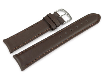Bracelet de montre cuir de veau lisse bouts arrondis marron foncé 18mm 19mm 20mm 22mm