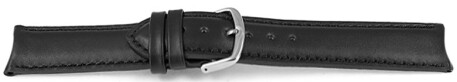 Bracelet de montre cuir de veau lisse bouts arrondis noir 20mm Acier