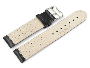 Bracelet montre cuir noir modèle Mexico 18mm 20mm...