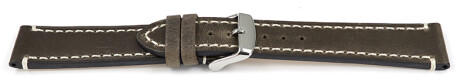 Bracelet montre cuir de sellier marron foncé 18mm 20mm 22mm 24mm 26mm 28mm