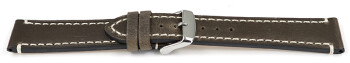 Bracelet montre cuir de sellier marron foncé 18mm 20mm...