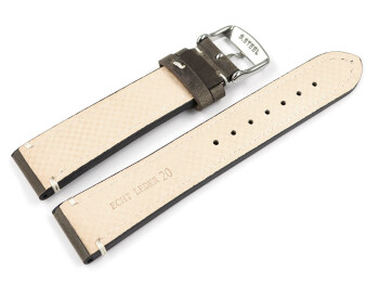 Bracelet montre cuir de sellier marron foncé 18mm...