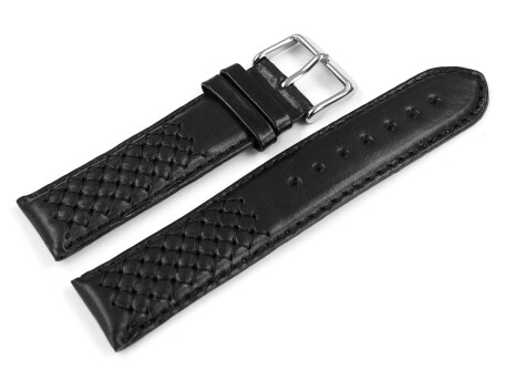 Bracelet montre cuir noir modèle Mexico 24mm Acier