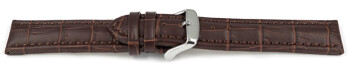 Bracelet de montre cuir de veau - grain croco - marron surpiqué 18mm 20mm 22mm 24mm