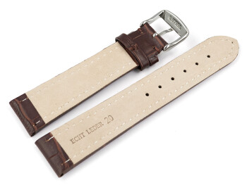 Bracelet de montre cuir de veau - grain croco - marron...