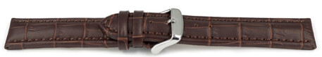 Bracelet de montre cuir de veau - grain croco - marron surpiqué 24mm Dorée