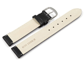 Bracelet de montre noir cuir lisse de veau 13mm 15mm 17mm...
