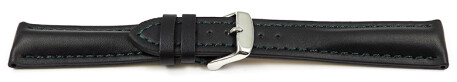 Bracelet montre rembourrage épais noir couture vert 18mm 20mm 22mm 24mm