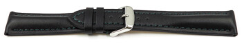 Bracelet montre rembourrage épais noir couture vert 22mm Acier